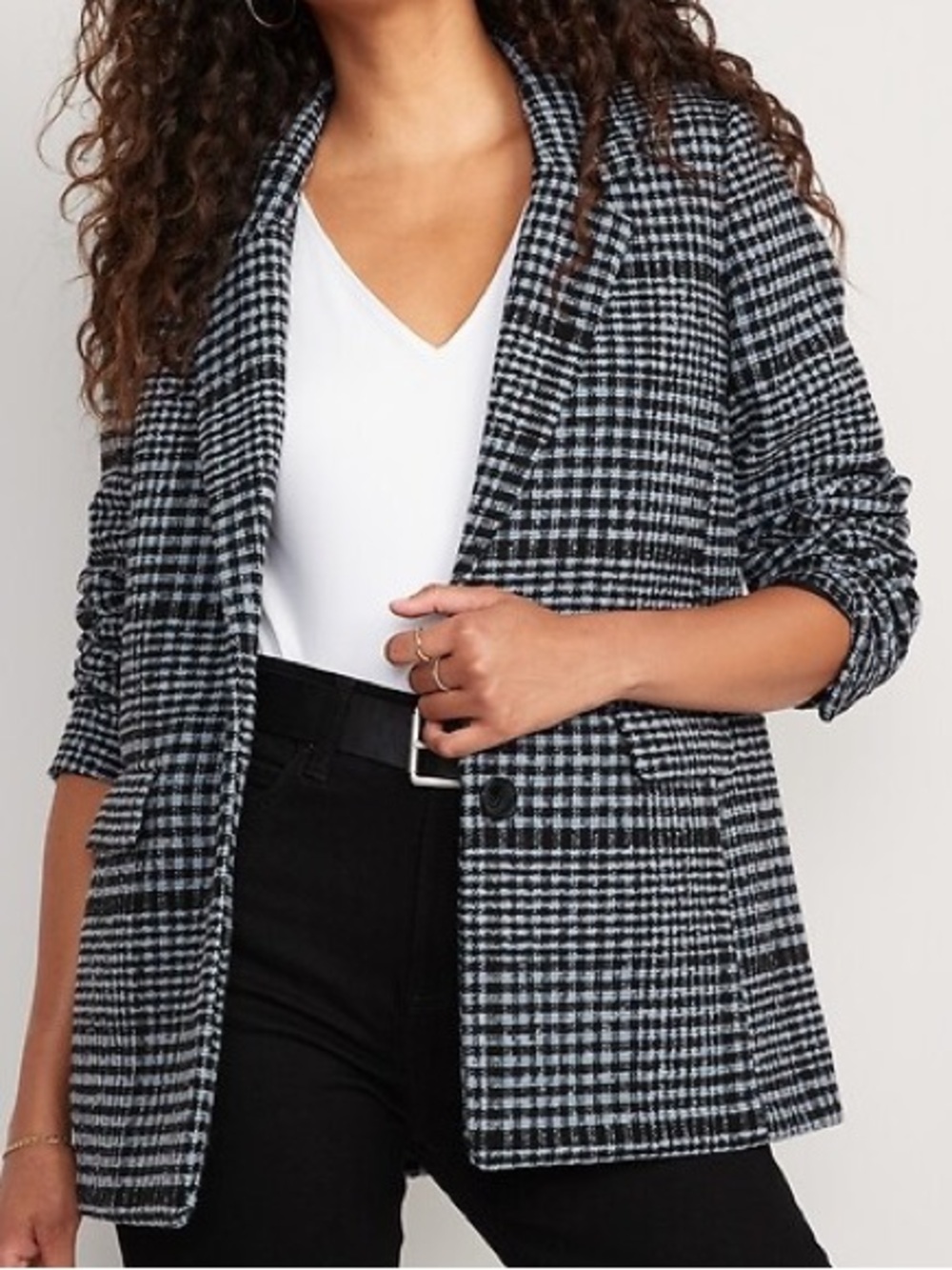 NWT Old Navy Gray Black Herringbone Oversized Coat Size Medium